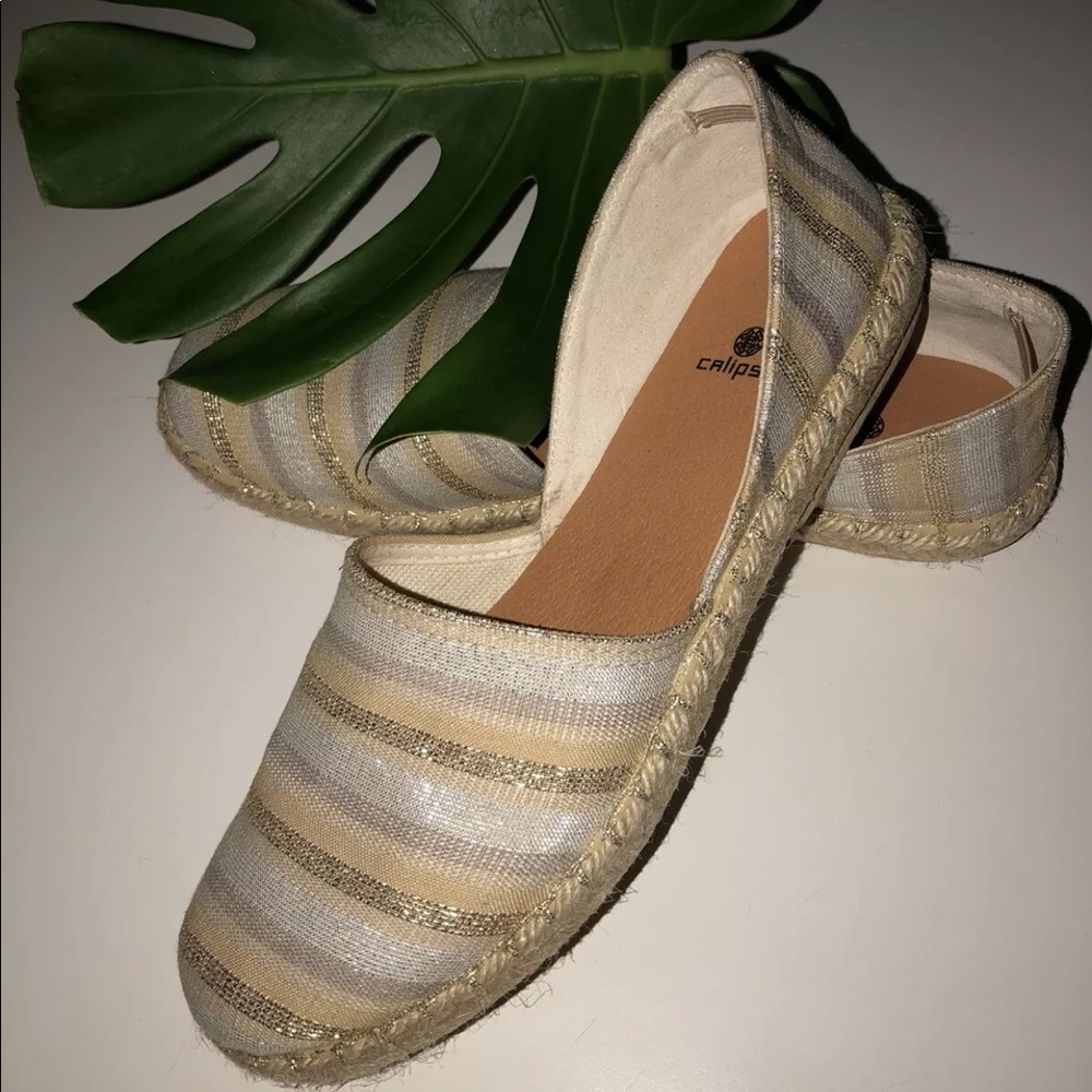 CALIPSO espadrilles gold silver Size 8
